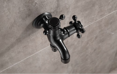 Modern Black bronze single cold tap Outdoor Faucet Garden Wall Double Using Tap - Picture 3 of 6