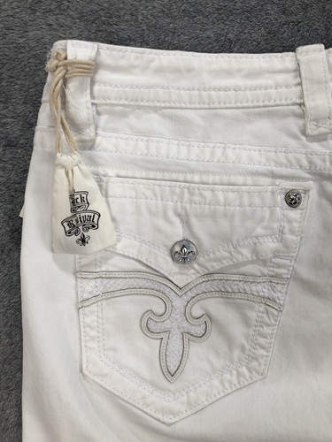 Rock Revival Mens Jack Shorts White Denim Embroidered Studded Size 42 NEW - Picture 21 of 23