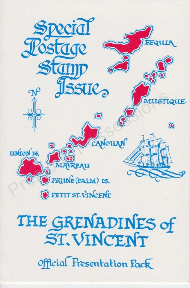 PACK PRESENTACIÓN SELLO GRANADINAS DE SAN VICENTE 1988 REGATA BEQUIA Foto 2 de 2