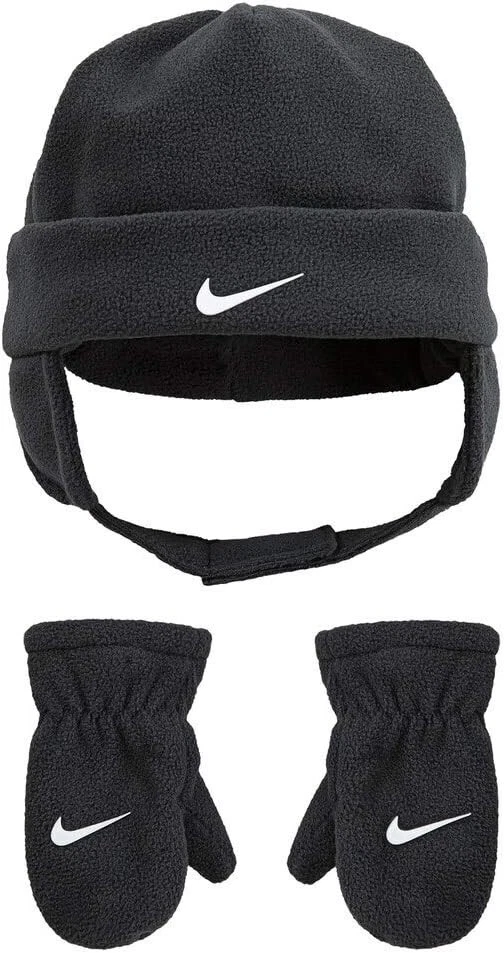 NIKE Toddler Unisex Swoosh Trapper Hat & Mittens Set Anthracite Black 2T-4T NEW
Opens in a new windo