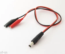 1set 50cm 5.5x2.1mm 2.1 DC Male Plug to Dual Alligator Clip DC Power Cable R & B