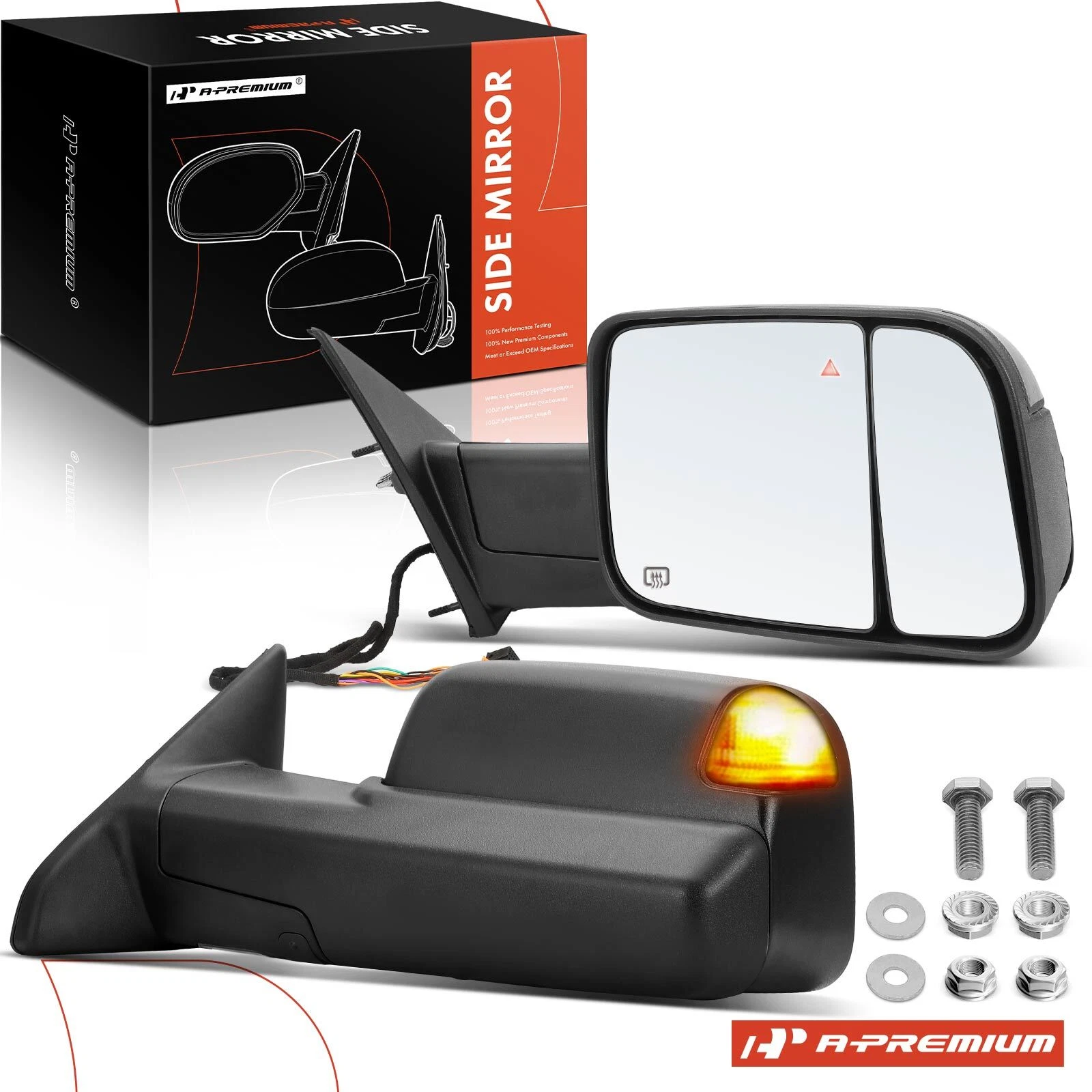 A-Premium Pair Power Towing Mirror w/ Manual Fold Blind Spot for Ram 1500 19-22