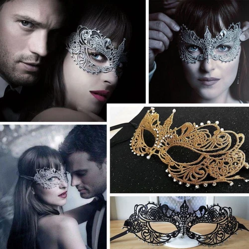 Masquerade Venetian Lace Eye Face Mask with Diamond Fancy Dress Halloween Party@ - Picture 1 of 17