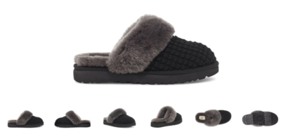 UGG Cozy Knit Black Shearling Slippers Women display picture 2
