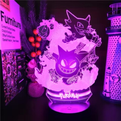 Pokemon Gengar Haunter Gastly 3D LED Lamp Color Changing Night Light Gift