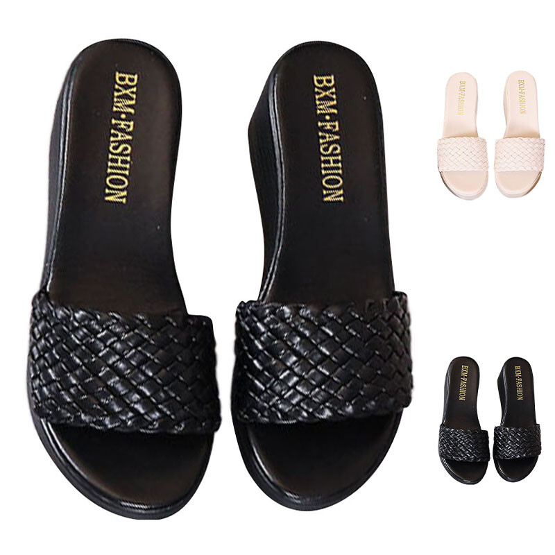 Sandalias de cuña para mujer verano damas plataforma cómoda zapatillas zapatos sin cordones playa