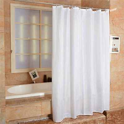 FABRIC SHOWER CURTAIN PLAIN WHITE RING EXTRA WIDE LONG WITH HOOKS