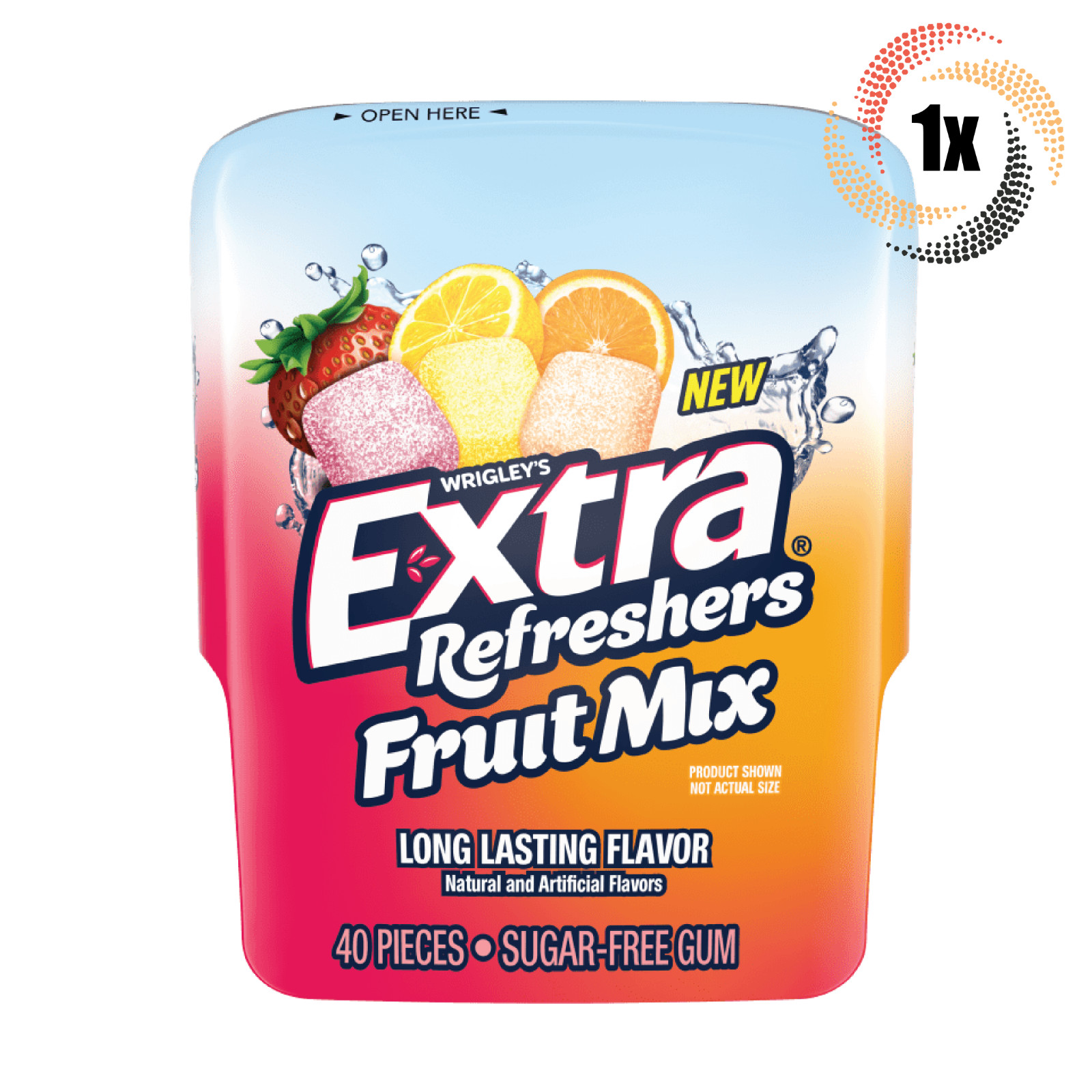 1x Бутылка жевательной резинки Wrigleys Extra Refreshers Fruit Mix 40 штук в бутылке Без сахара 2190₽