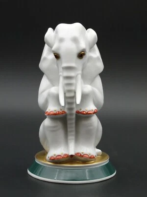 Rosenthal Figur Porzellan Selb Grete Zschäbitz Elefant Art Deco um1929 H: 16,5cm - Bild 1 von 4