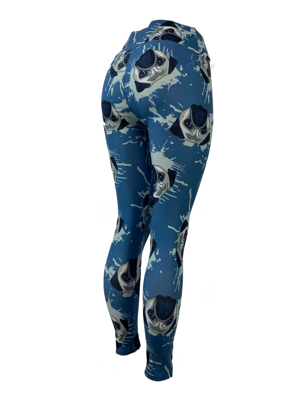 Pug Faces Dog Face Leggings Blues Whites Tans Multiple Sizes Super Soft Leggings