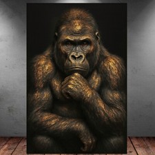 LEINWAND BILD ER XXL ABSTRAKT GORILLA AFFE SCHWARZ GOLD MODERN WAND POSTER P1363