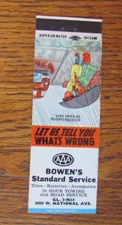 BOWEN'S STANDARD GAS STATION MATCHBOOK COVER: MILWAUKEE WISCONSIN MATCHCOVER B22
