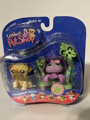 Littlest Pet Shop Super Sassy Pets 135 Bulldog 136 Purple Spider W/ Web NIB NRFB