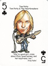 Tom Petty & The Heartbreakers 5 of Clubs Rock N Roll Music Legends Playing Card