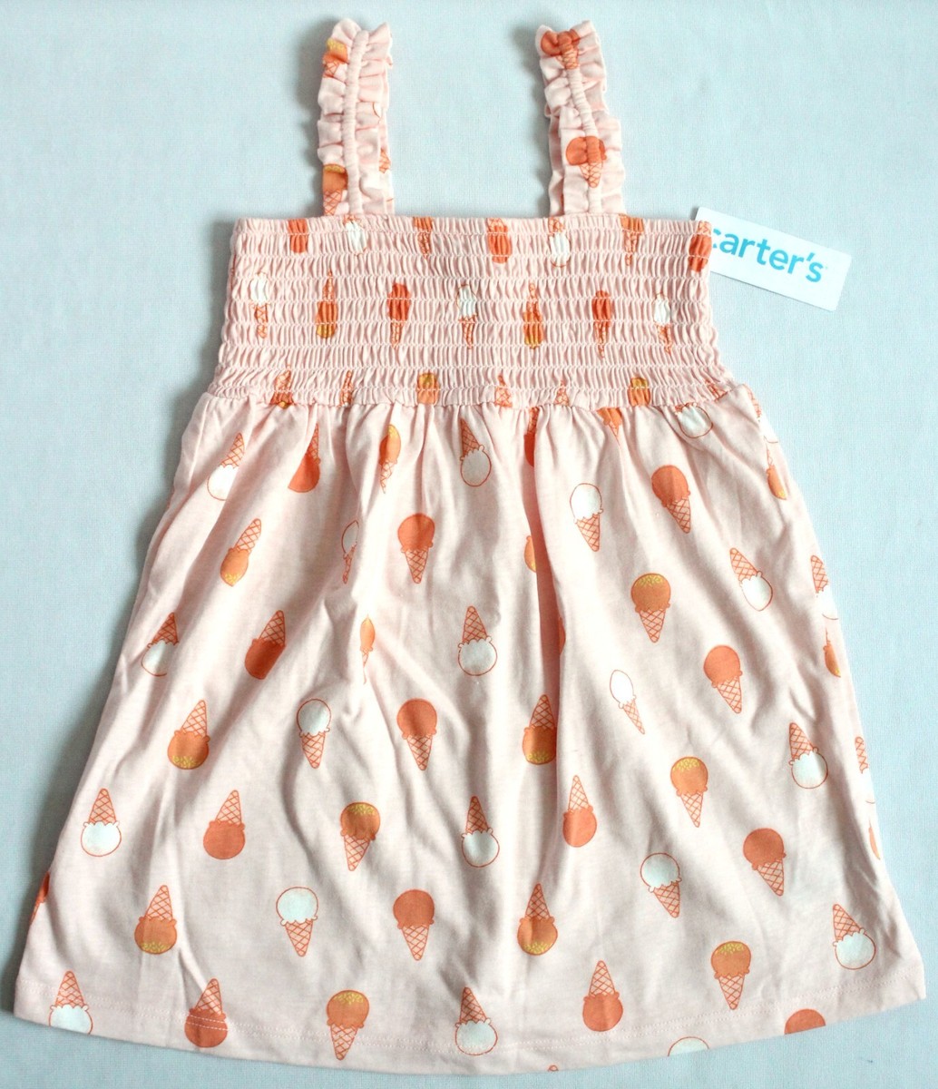 Carter's Toddler Girls 4T Ice Cream Jersey Dress Pink 2R253010 Smocked