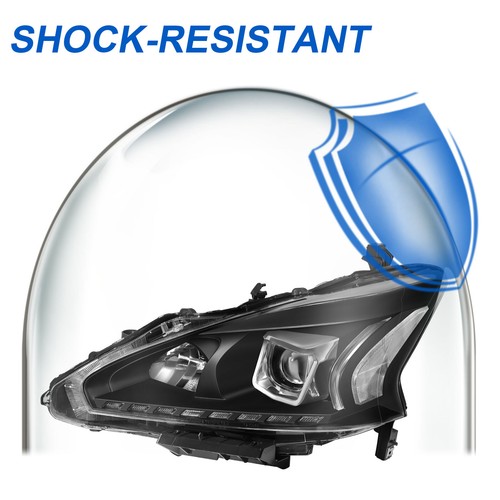 Black Headlight W/LED High Low Beam For 2013-2015 Nissan Altima 4Dr Switchback - Picture 12 of 13