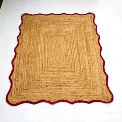 Indian Jute rug Hande Made breaded Rug 2x3 ft
