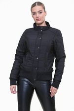 Ladies Quilted Padded Lined Puffer Jacket Fleecem Black Size 8-20 Rrp "£120