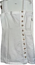 Forever 21 SZ Large White Sleeveless Button Down Classic Denim Dress