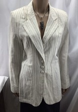 Audacity Blazer Womens Small Khaki Striped Linen Cotton Jacket New MFC230407/BB1