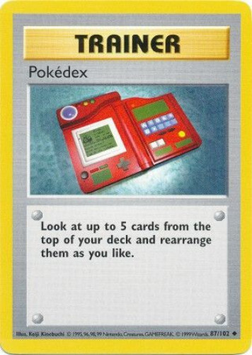 Pokemon Card - Base 87/102 - POKEDEX (uncommon) [Shadowless] *Played*