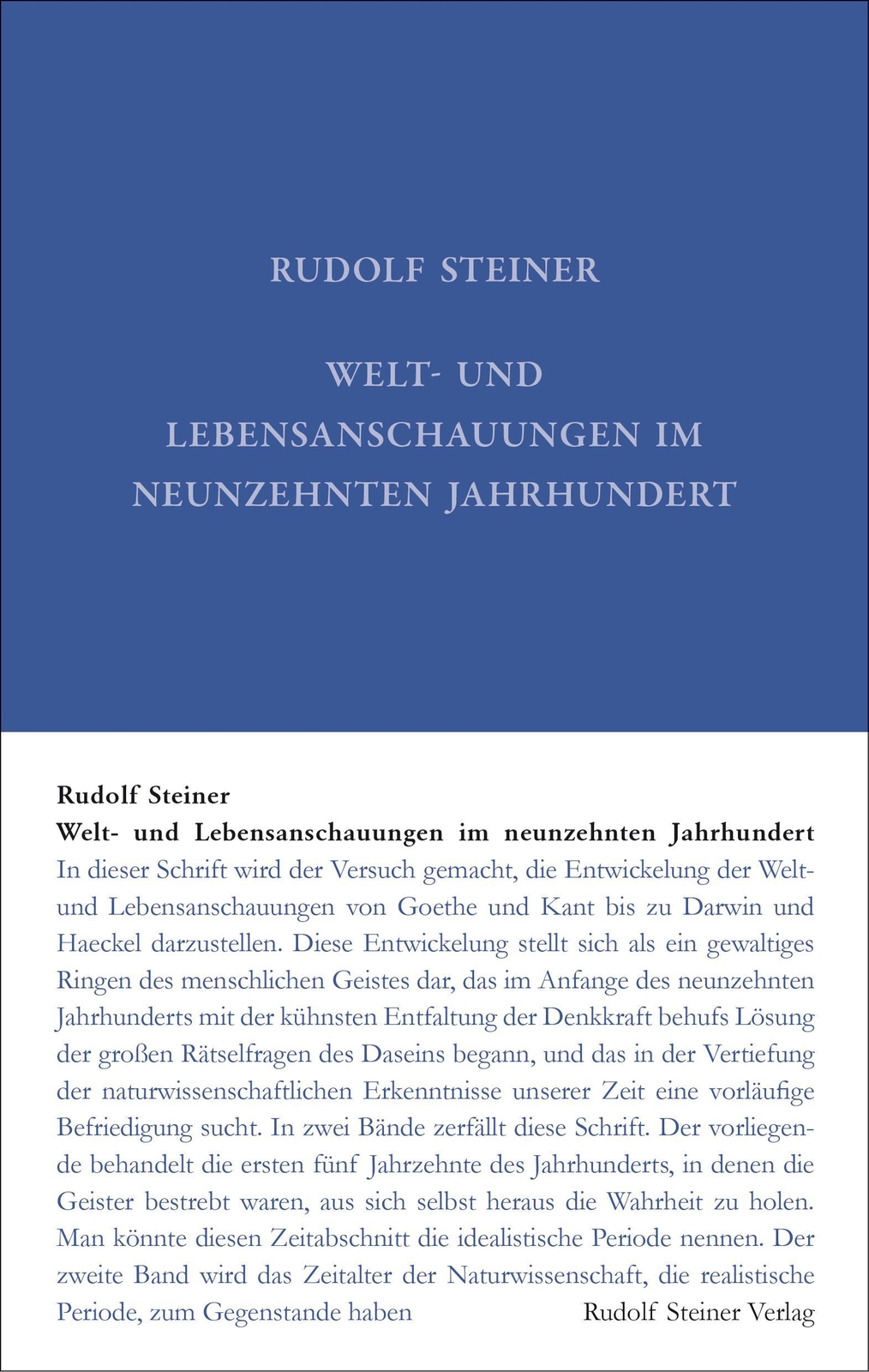 Welt- Und Lebensanschauungen Neunzehnten Jahrhundert Rudolf Steiner