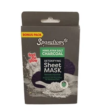 Spasations Himalaya Salt Charcoal Detoxifying Sheet Masks 2 Masks Per Box 