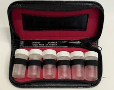 Vintage Leather Travel Medicine Apothecary Case 6-Bottle w/Plastic Shakers Black