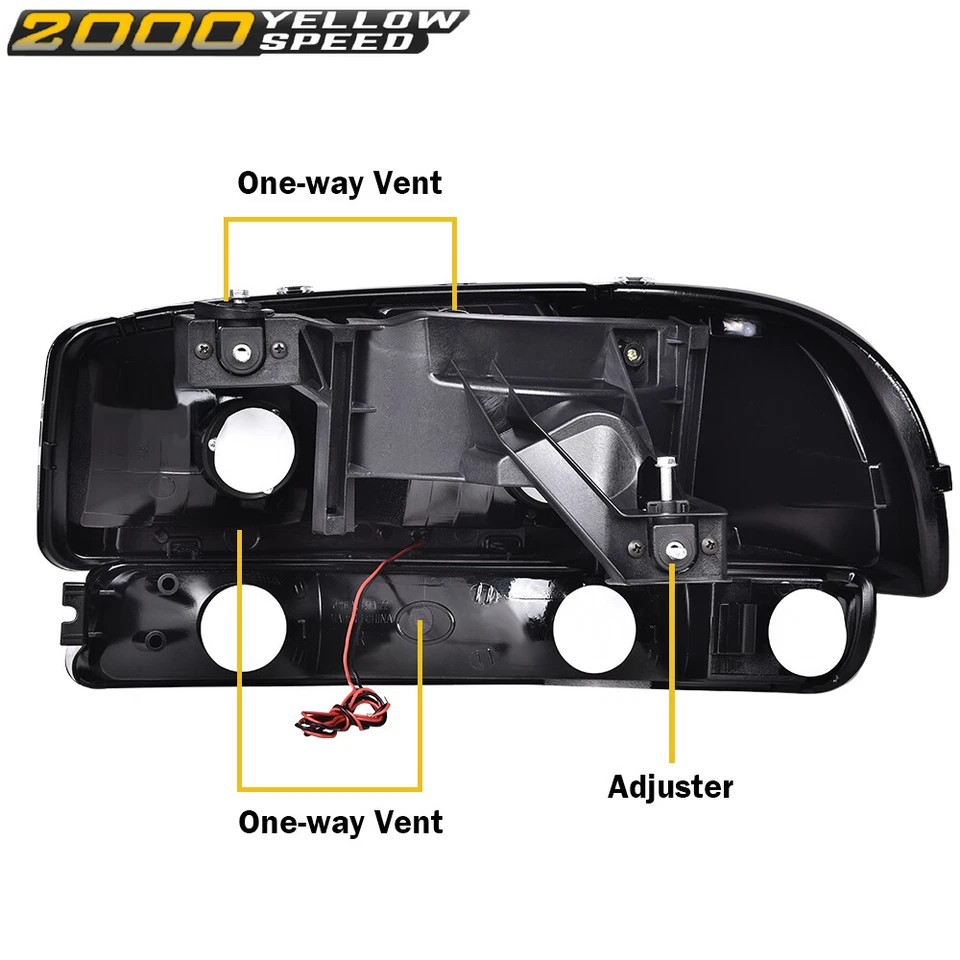Fit For 99-07 GMC Sierra 1500 2500 LED DRL Black/Clear Headlights+Bumper Lamps - Image 4 of 4