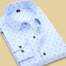 Casual Mens Long Sleeves Dress Shirts Formal Slim Fit Dot Multicolor Shirts Tops