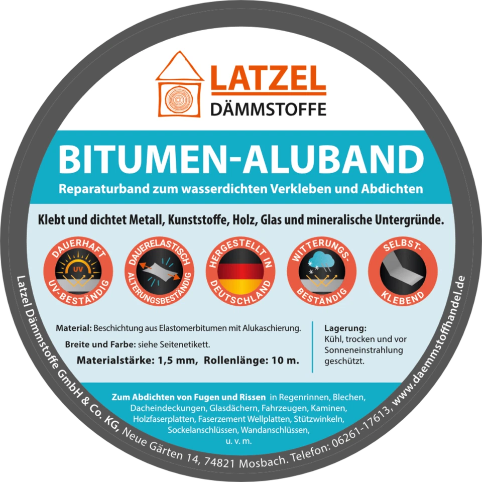 Bitumenband, Aluband, Reparaturband, Dachdeckerband 10 m - in 7 versch. Farben - Bild 2 von 4