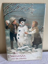 Merck Family's Old World Christmas Poster Print Kids Snowman 11” x 17” NEW