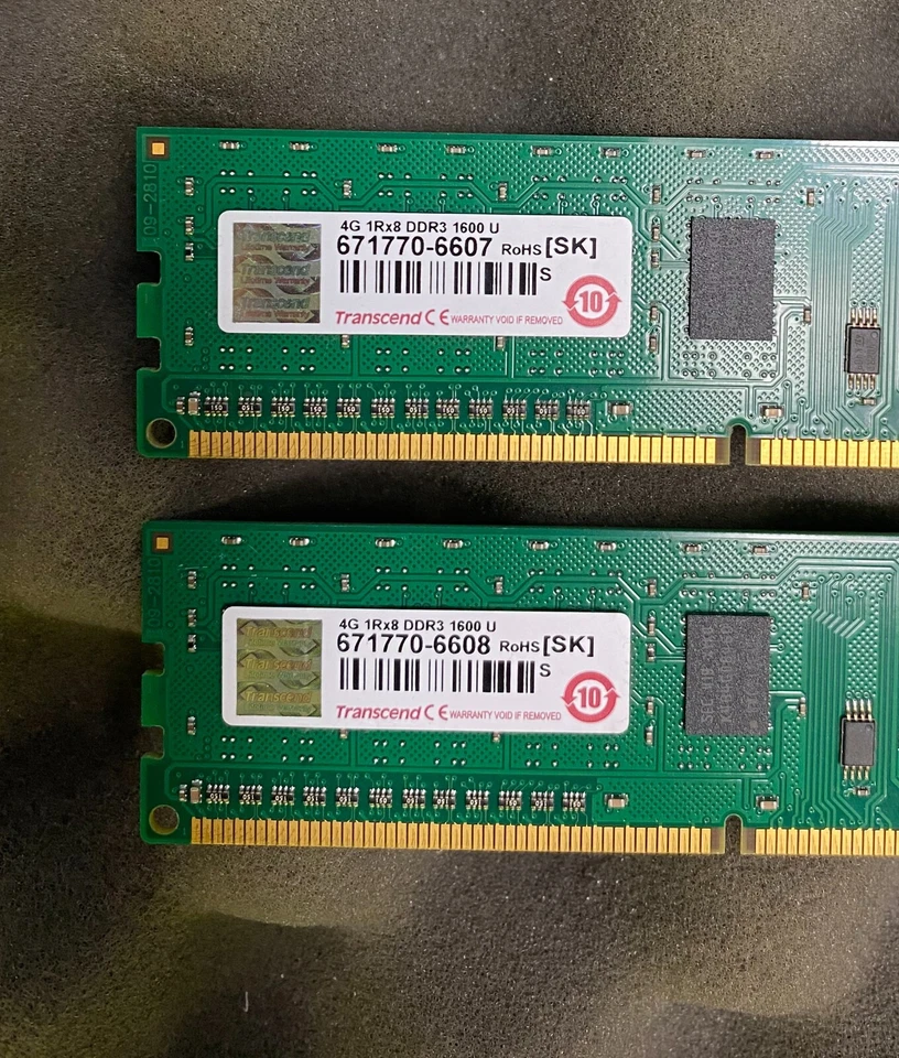 8GB Kit (2 x 4GB) Transcend 1Rx8 PC3-12800U 1600MHz DDR3 Computer Memory RAM - Image 2 of 3