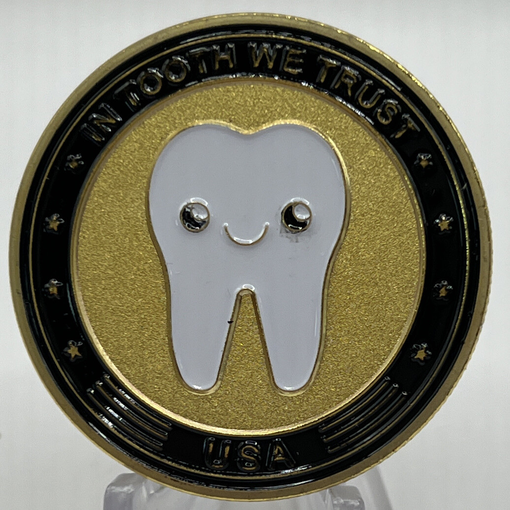 Ten Of TOOTH FAIRY GOLD PLATED CHALLENGE COIN ONE TOOTH COIN. IN