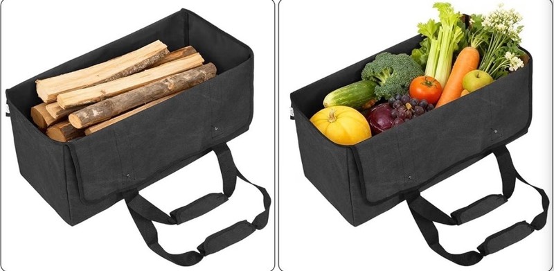 RANSENERS Firewood and Log Carrier Bag with Gloves, Large-Sized Canvas Grocery