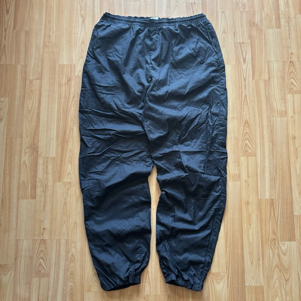 耐克裤子男式 XL 黑色田径风衣 80 年代 90 年代内衬复古 Y2K 踝拉链 — 第 2/4 张图片