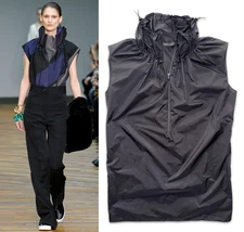 Céline Old Celine Fall 2014 Black Nylon Sleeveless Funnel Neck Anorak Top Tunic