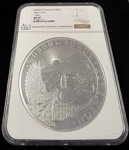 Armenia 2023 LEV 1 KILO Silver .999~ 10000 Dram Noah's Ark MS69 NGC SLAB 