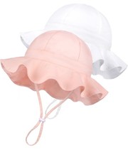 Baby Sun Hat Kids with UPF 50 Protection Wide 6-24 Months, White  Pink