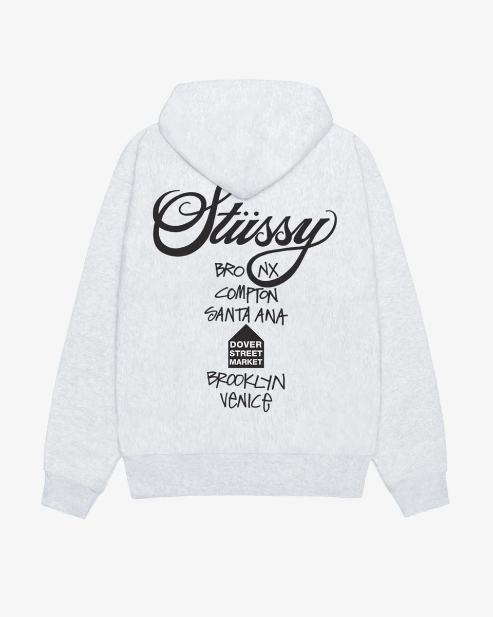 Stussy DSM World Tour Hoodie -Medium - Ash Heather Dover Street
