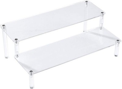 BYCY Acrylic Clear 2-Tier Riser Display Shelf for Figures, Desserts Holder, C...