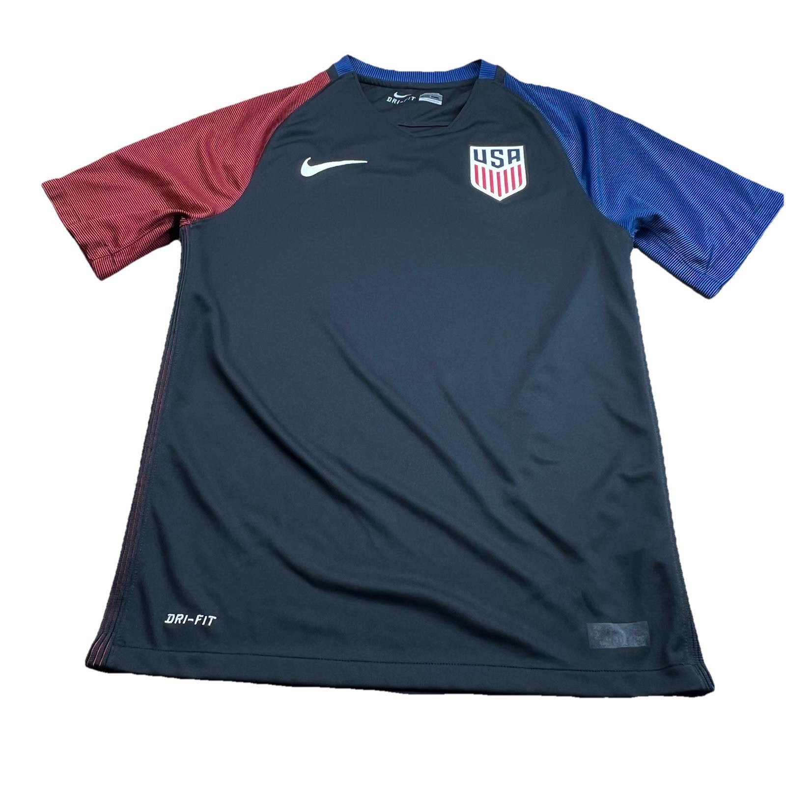 USA Soccer Jersey Mens Small Black Blue Red Nike Dri-FIT USMNT 724641-010 2016