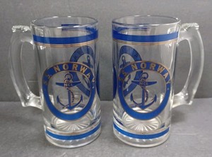 Norwegian Cruise Line SS Norway NCL Seaward Anchor Glass Souvenir Mugs Lot of 2