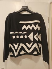 Aparter Pullover,  schwarz, wollweis, Marccain,  gebr. guter Zustand, S.