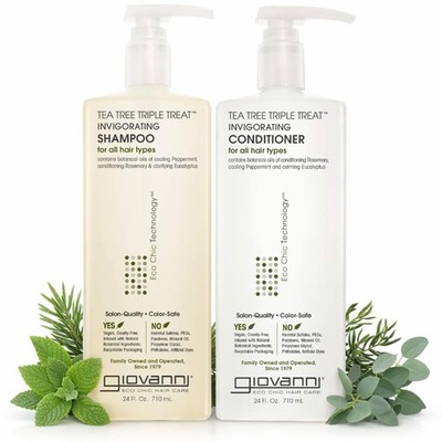 Tea Tree Triple Treat Invigorating Shampoo & Conditioner Set - Cooling Pepper...