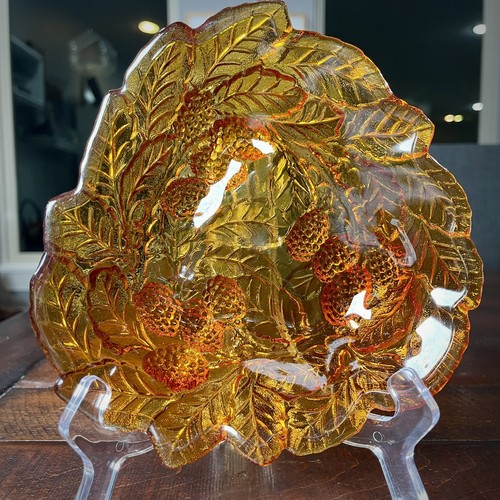 Indiana Glass Amber Loganberry Iridescent Nut Candy Berry Dish Vintage - Picture 6 of 6