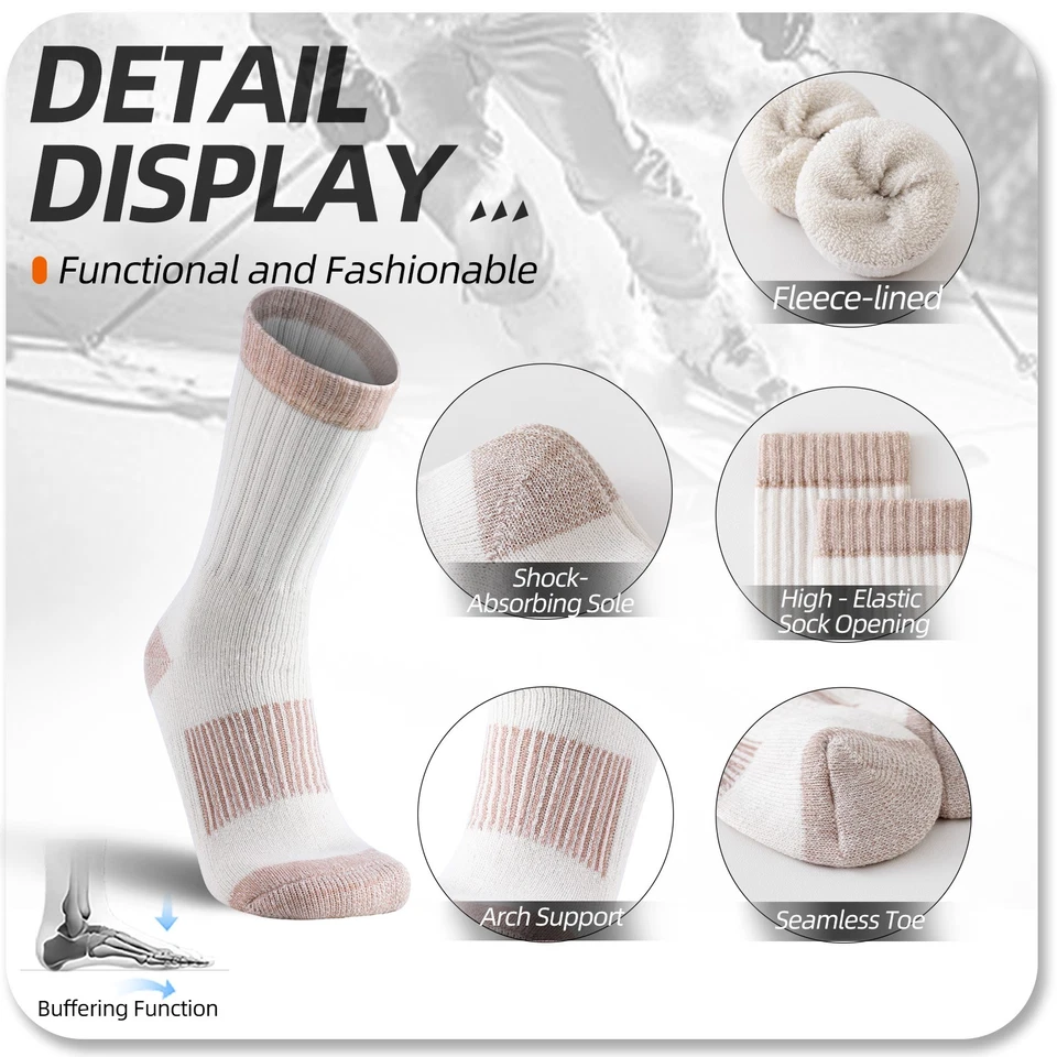 5 pares de calcetines unisex de lana, calcetines cálidos para senderismo al aire libre, calcetines que absorben la humedad Foto 4 de 4