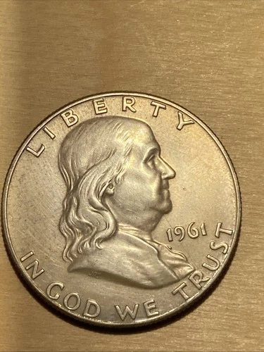 1961-P Franklin Half Dollar 90% Silver Uncirculated Natural Color !