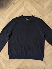 Nudie Jeans Co Ribbed Knit Cotton Heavy Jumper Size L Navy Blue RRP £180