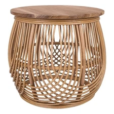 New Pacific Direct Arlo Rattan Side/ End Table w/ Wood Top